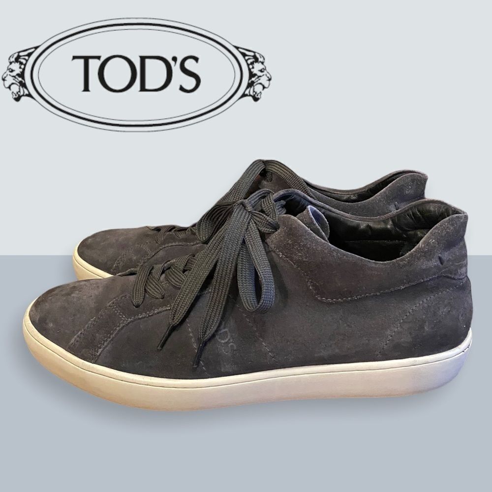 Tod's Men's Grey Suede Leather Tie Sneakers 9